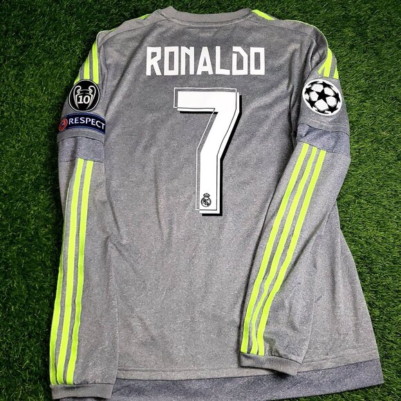 Cristiano Ronaldo Real Madrid 2015 2016 Away Long Sleeve Soccer Jersey Shirt M